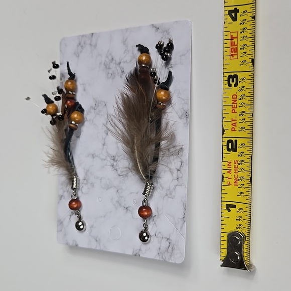 Vintage Feather and Bead Dangle Earrings - Picture 16 of 17